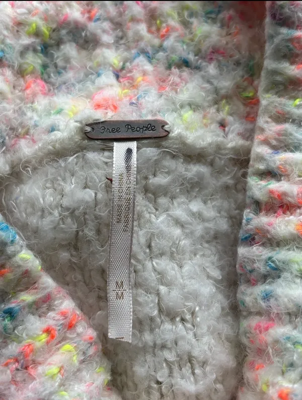 Free People Stardust Multicolored Sweater Sz M Confetti Knit Mock Neck Cropped - Image 5