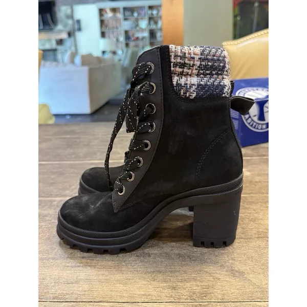 Veronica Beard Westport water resistant biker Combat boots size 5 Black Suede - Image 2