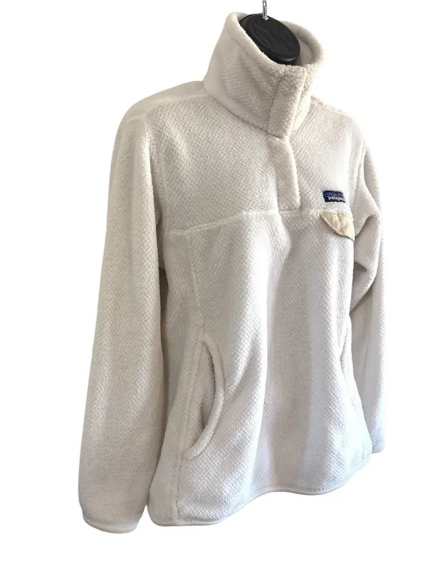 Patagonia Women’s Fleece Jacket White Size M Quarter Button Up - Image 5