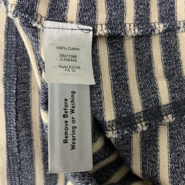 Madewell Navy Cream Striped Long‎ Sleeve Boat Neck Cotton Tee XS Casual Coastal - Image 5
