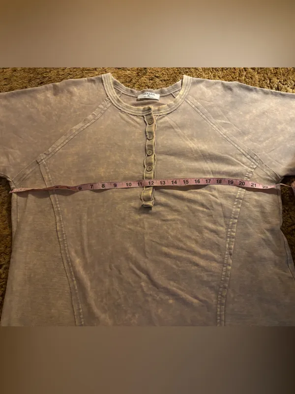 Zenana Outfitters Washed Tan Short Sleeve Henley - Image 5