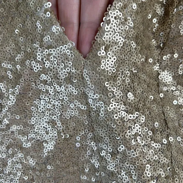 Dress The Population Size Small Cara Two Piece Gown Gold‎ Sequin Holiday Party - Image 6