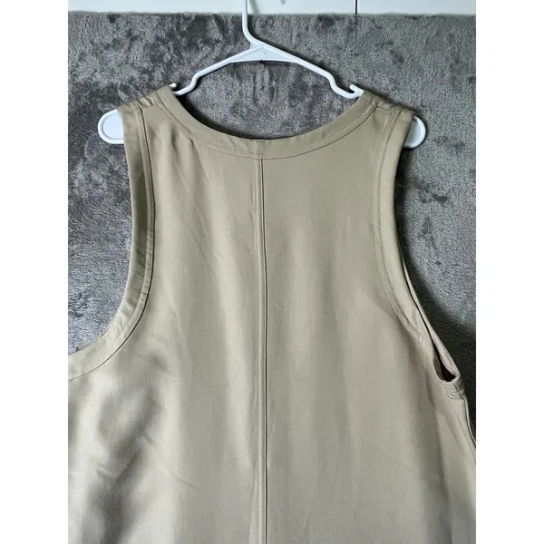 Vintage Tan Sleeveless‎ Dress Minimalist Grandma Cottagecore Lagenlook 14 New - Image 4