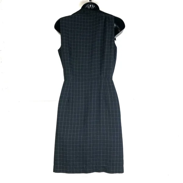 HUGO Buscati Windowpane Grid Sleeveless Blazer Dress Black Size 6 - Image 5
