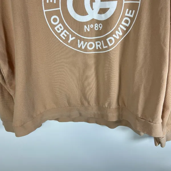 Obey Hoodie Crop Peach Womens Size Large Graphic Print Back Outdoor‎ - Image 10