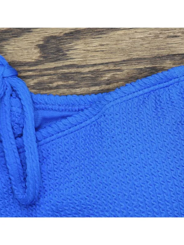 NWT Salt + Cove Rib Scrunch Scoop-Neck Bralette Bikini Top Cosmic Cobalt Blue XS - Image 8