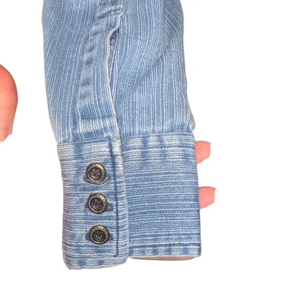 Vintage Christopher & Banks Light Blue Denim Button-Up Shirt Western Long Sleeve - Image 3