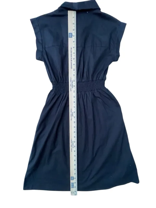 Black Button-Front Shirtdress with Smocked Waist‎ - Image 6