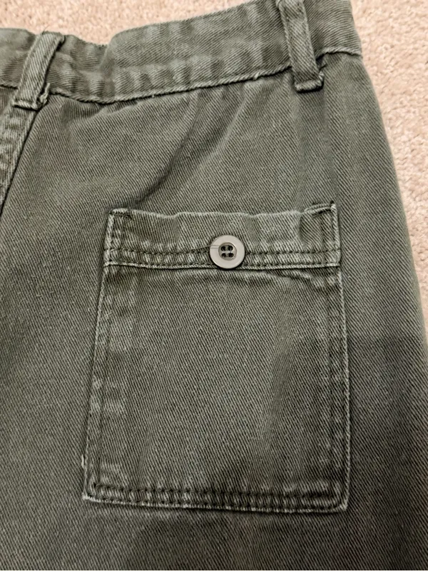 Olive Green Wide Leg Cargo Pants - Image 5