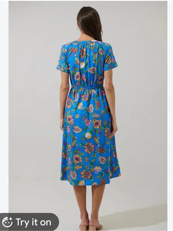 Sugarlips Anabella Floral Fatima Ruffle Midi Dress Size Medium - Image 2