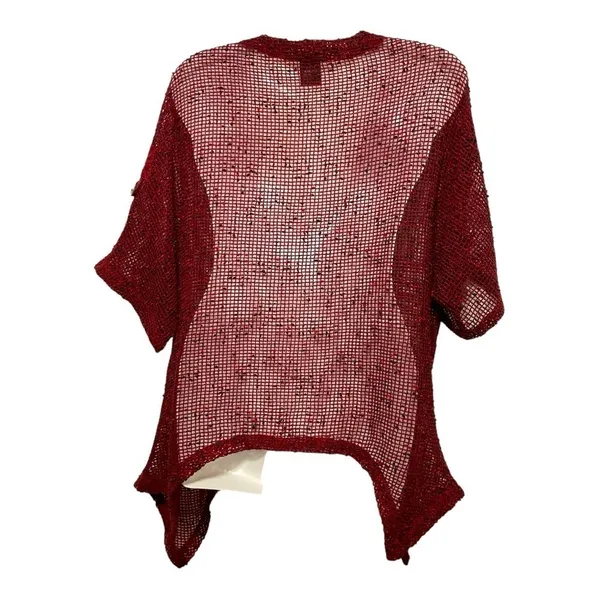 Katie Todd Cardigan Sweater M Medium Lagenlook Boxy Asymmetric Hem Open Knit Art - Image 3