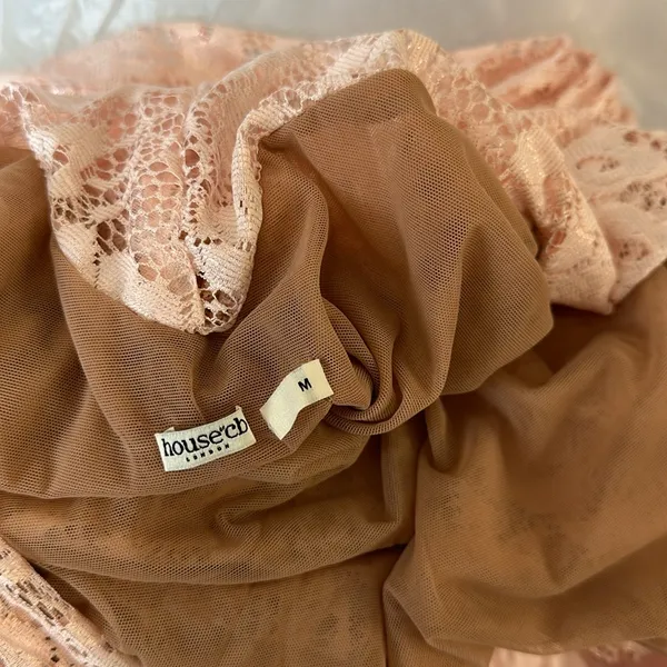 HOUSE OF CB 'Azzurra' Rose‎ Pink Lace Godet Gown NWOT size M - Image 6