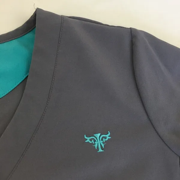 Med Couture Gold Gray Scrub Top M - Image 7