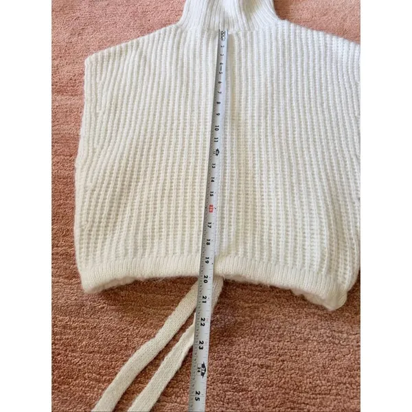 Bishop + Young Ivory Knit Sweater Vest Size S Half Zip Funnel Neck Drawstring He - Image 7