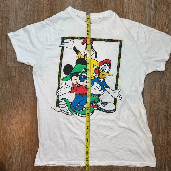 Disney Mickey Donald Goofy Retro 90s Style Graphic Tee White T-Shirt Size M - Image 5