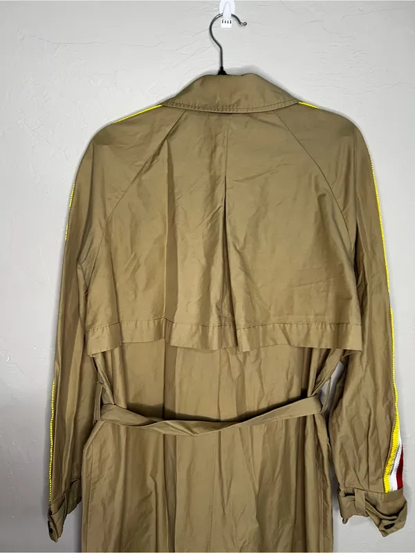 Zara TRF Beige Striped Belted Beige Trench Coat Utility Streetwear Duster Jacket - Image 11