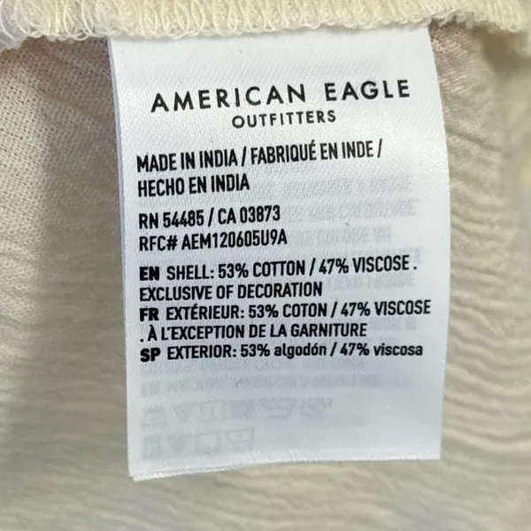 NWT American Eagle Outfitters Boho Babydoll Lightweight Blouse Keyhole Cream Med - Image 10