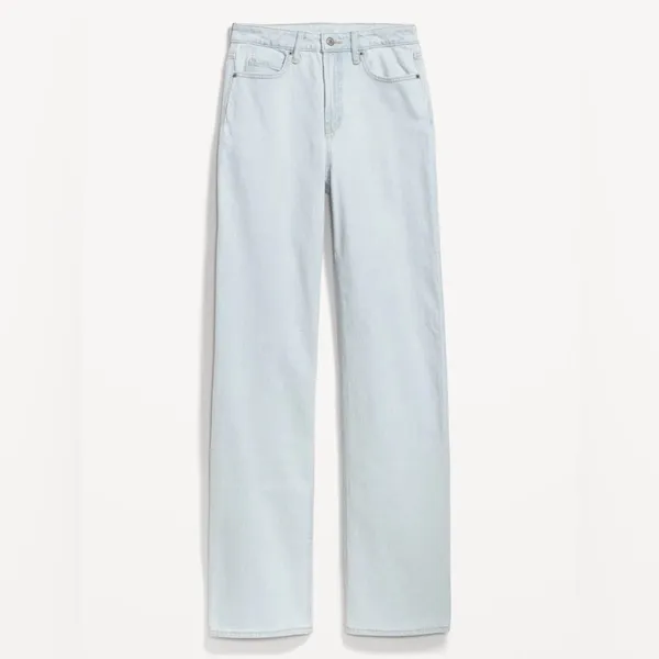 Old Navy New Extra High-Waisted Button-Fly Sky-Hi Straight Raw-Hem‎ Jeans for Women - Image 3
