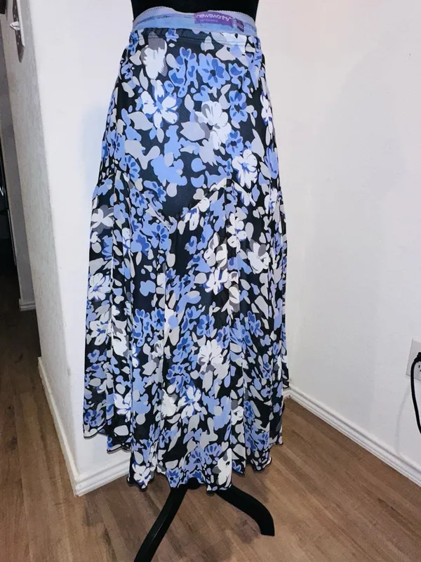 Women's Blue Floral Maxi Skirt - Flowing Print Skirt - Image 2