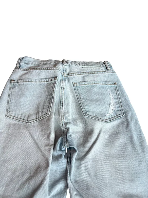 Revice High Waisted Straight Leg Jeans Distressed Denim Light Wash Size 26 Women - Image 8