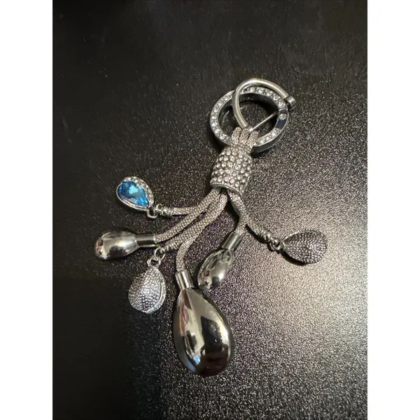 Water Drop Keychain Purse Charm Diamond Blue Crystal Key Ring Holder - Image 6