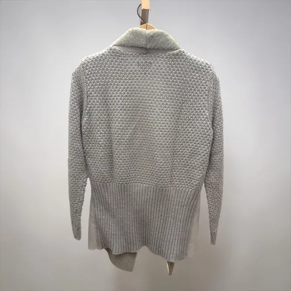 On Twelfth Faux Shearling Lined Knit Sleeve Open Front‎ Cardigan Grey Size S - Image 2