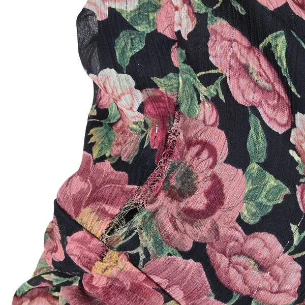 MNG Mango Women's Floral Long Sleeve‎ Mini Dress Ruched Bodycon V Neck - Image 9