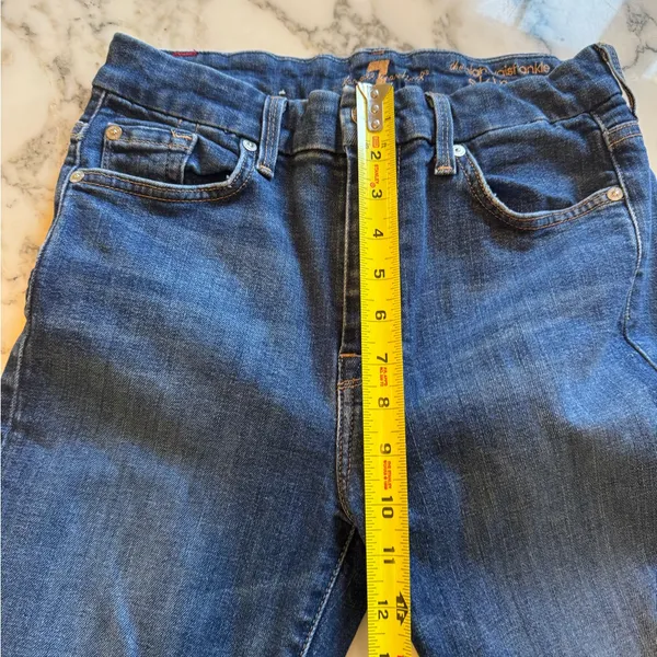 EUC 7 For All Mankind High Waist Ankle Skinny Jean Raw Hem Unique Leg Women’s 29 - Image 6