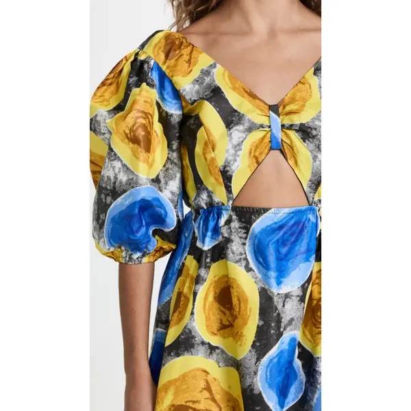 Mangishi Doll Sz 10 Zahara‎ Maxi Dress in Yellow Swirl Whimsical Open Back - Image 4