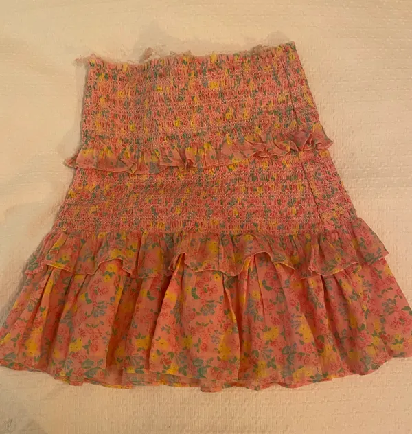 Pink Floral Mini Skirt - Loveshackfancy  - Image 2
