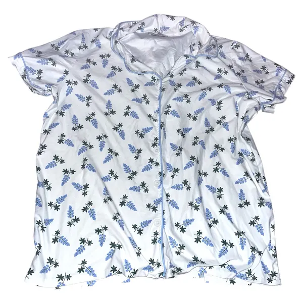 Sugar bee floral button down pj set White Size 2X - Image 3