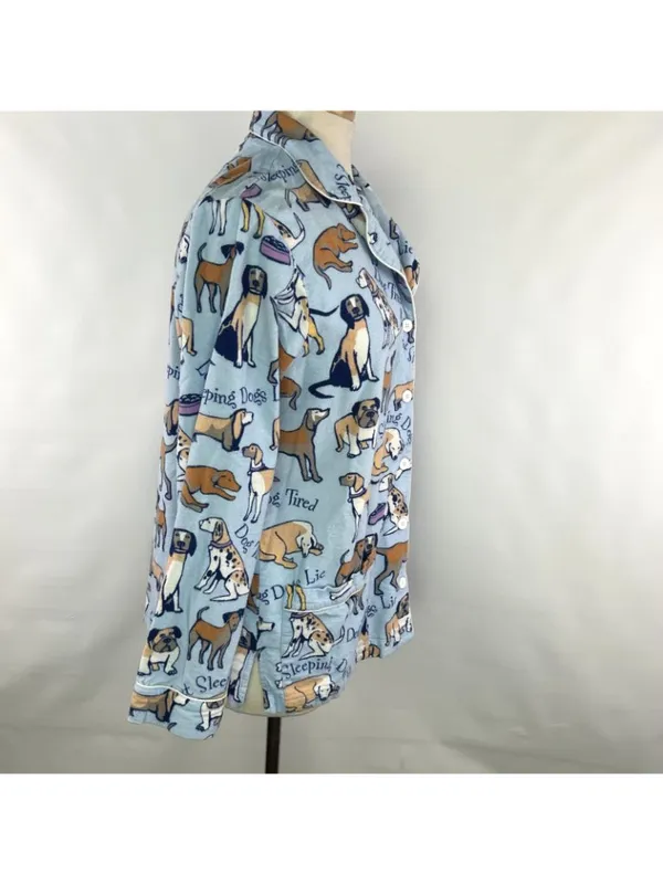 Pajamagram Medium Dog Tired Cotton Flannel Pajamas 2-Pc Blue 100% Cotton Womens - Image 11
