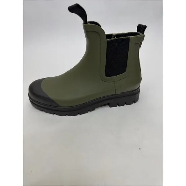 Hunter Women 5 Olive Green Black Cap Toe Chelsea Ankle Rain Boots Lug Sole - Image 7