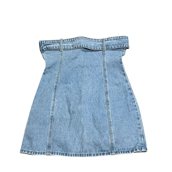 Meshki Women's XL Teddi Denim Strapless Mini Dress Blue Casual Summer - Image 6