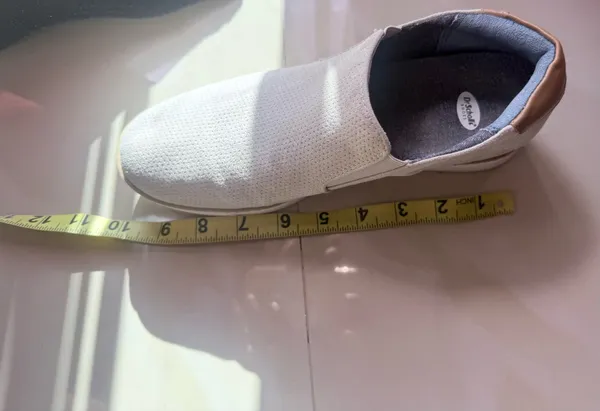 Dr. Scholl's "If Only" wedge slip-on sneakers in a light gray perforated suede material. - Image 8