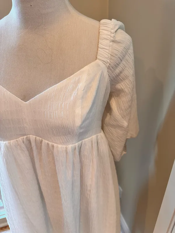 Wayf Ripton Puff Sleeve Babydoll Dress White Flirty Relax Fit S - Image 4
