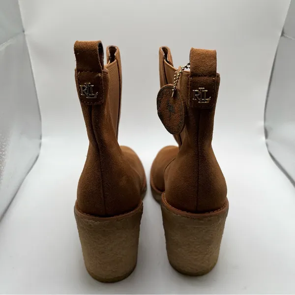 NWOBLauren Ralph Lauren Marianna Suede Waterrepellent Chunky Heel Ankle Boot 5.5 - Image 7