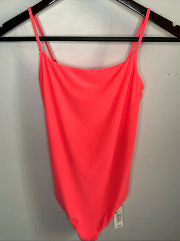 New Aerie Smoothez Neon Pink One-Piece Spaghetti Strap Bodysuit - Image 4