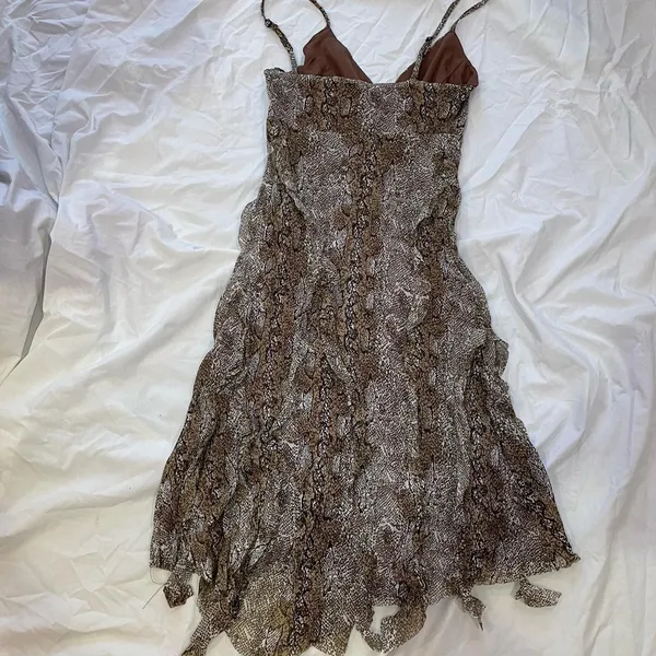 Snake Skin Animal Print Leopard Print Asymmetrical Midi Mini Dress - Image 4