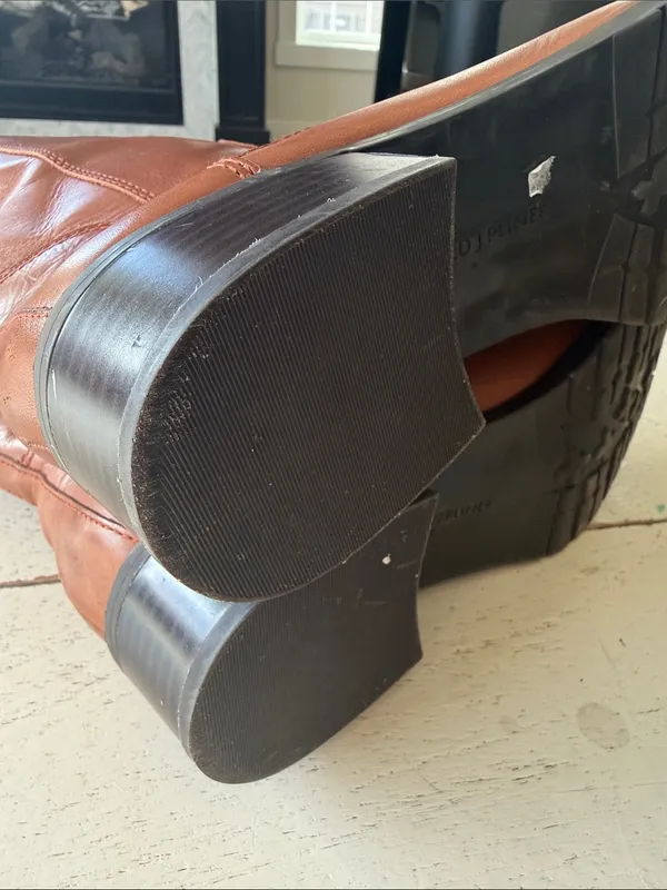 Donald J. Pliner Bibi Cognac Tall Smooth Soft Leather Riding Lug Boots, 9.5 M - Image 7