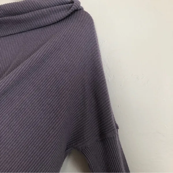 Free People We the Free Rib Purple Long Sleeve Cowl Split Back Sweater Small - Image 9