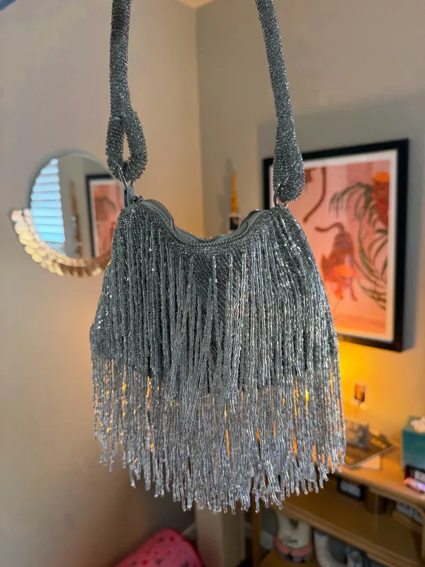 Beaded bag Silver - Image 8