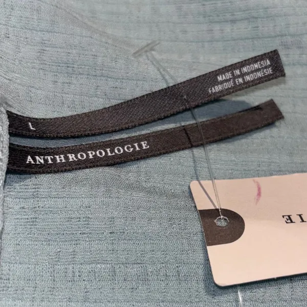 By Anthropologie Crop Cowl-Neck Top Size L Light Blue - Image 4