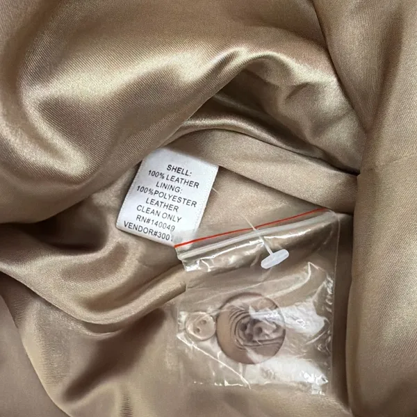 Chadwicks of Boston Vintage VTG Champagne Tan Leather Trench Jacket Size 10 - Image 5