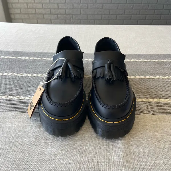 NWT Dr. Martens Adrian Quad Platform Loafers Size 7 Black Leather - Image 5
