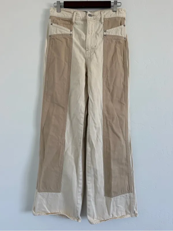 Veronica Beard Taylor Wide Leg Jeans Size 29 Beige High Rise Cotton Denim - Image 2