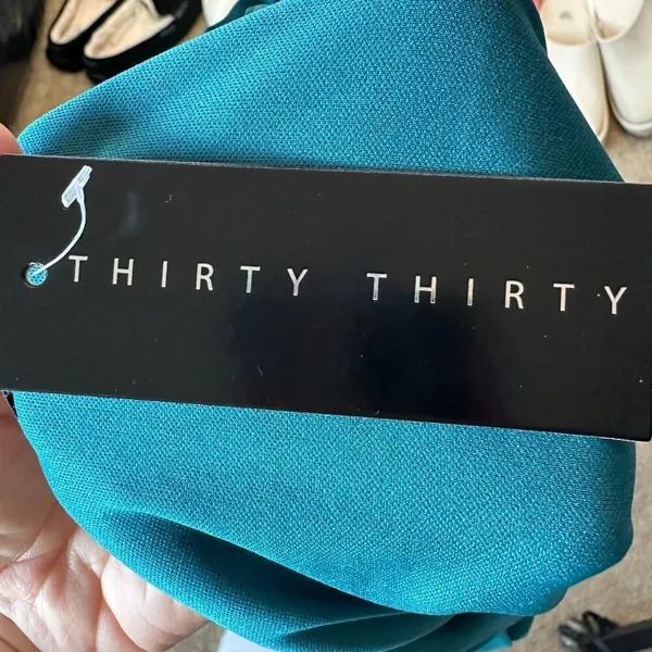 NWT Thirty Thirty Feather Trimmed Cocktail Party Slip Dress in Emerald Size M - Image 11