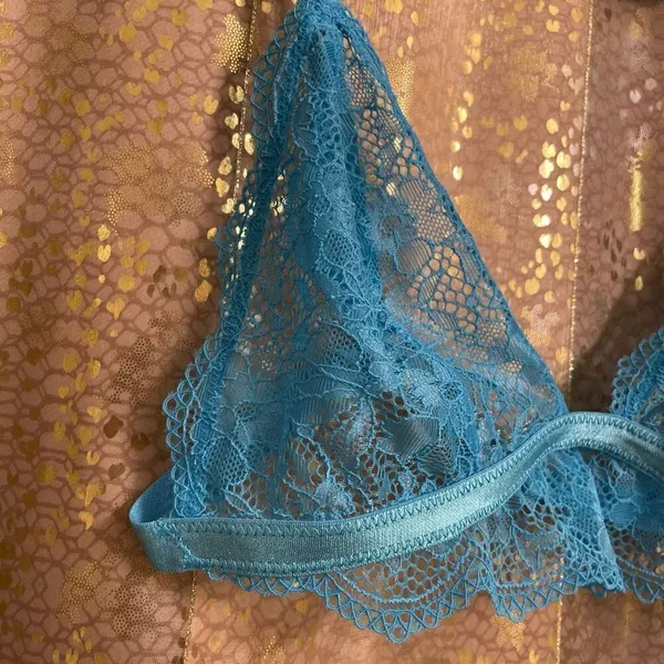 Free‎ People Bright Eyes Romantic Coquette Blue Sheer Lace Bralette Small NWOT - Image 4