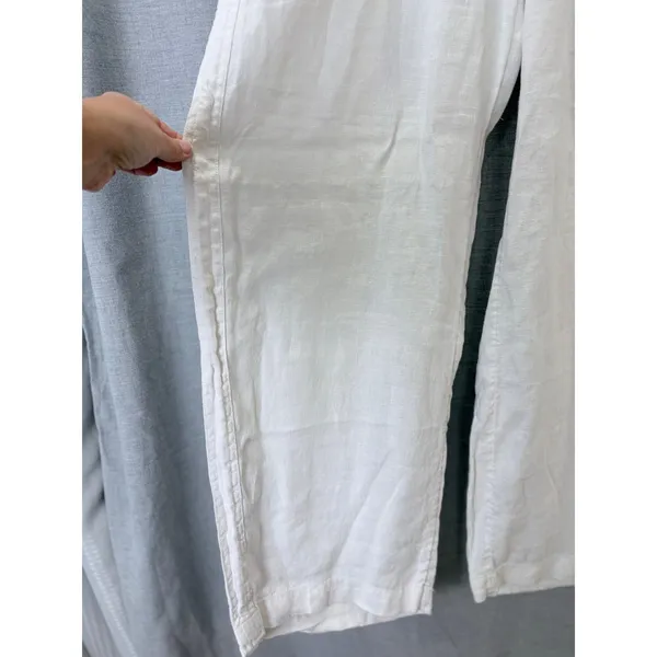 Athleta Cabo Linen Wide Leg‎ Pant White Drawstring Elastic Waist 14 - Image 6