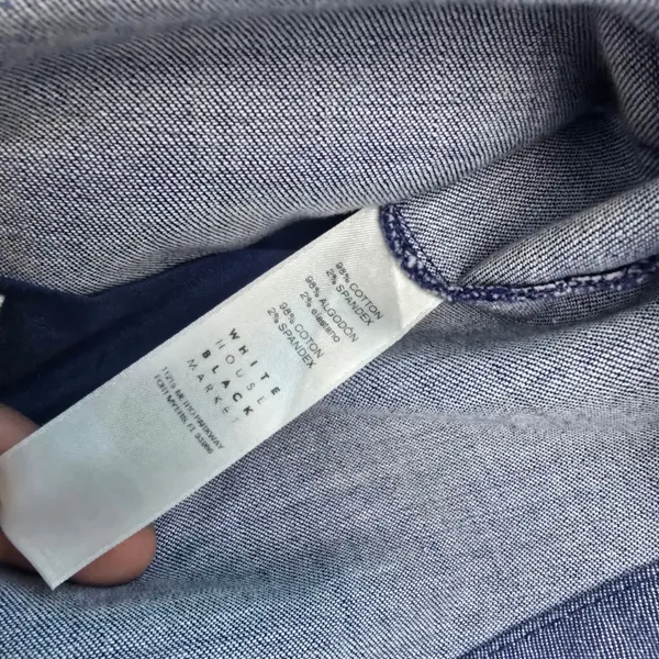White House Black‎ Market -961 WHBM Chambray Moto Jacket Womens 14 - Image 7